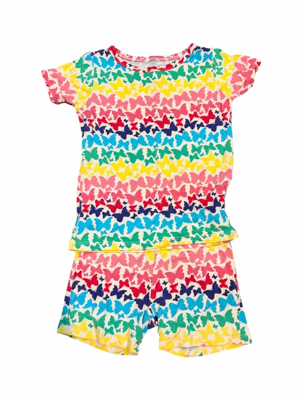 Posh Peanut Kids Rainbow Butterfly Short Pajama Set - Multicolor